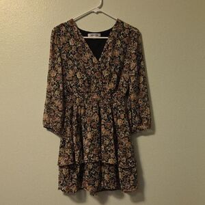 Mimi Chica Black Floral Long Sleeve Dress